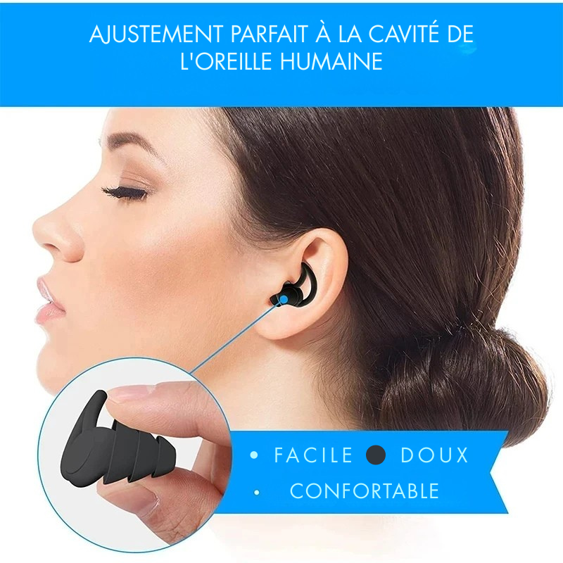 Bouchons d'Oreilles Anti-Bruit HUAK - Confort 3 Couches en Silicone  🛌🎶🏊♂️