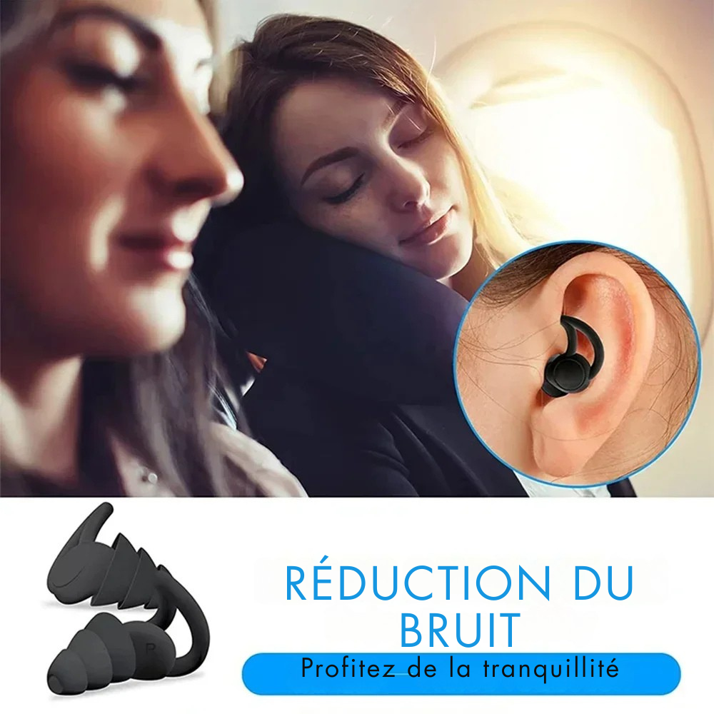 Bouchons d'Oreilles Anti-Bruit HUAK - Confort 3 Couches en Silicone  🛌🎶🏊♂️