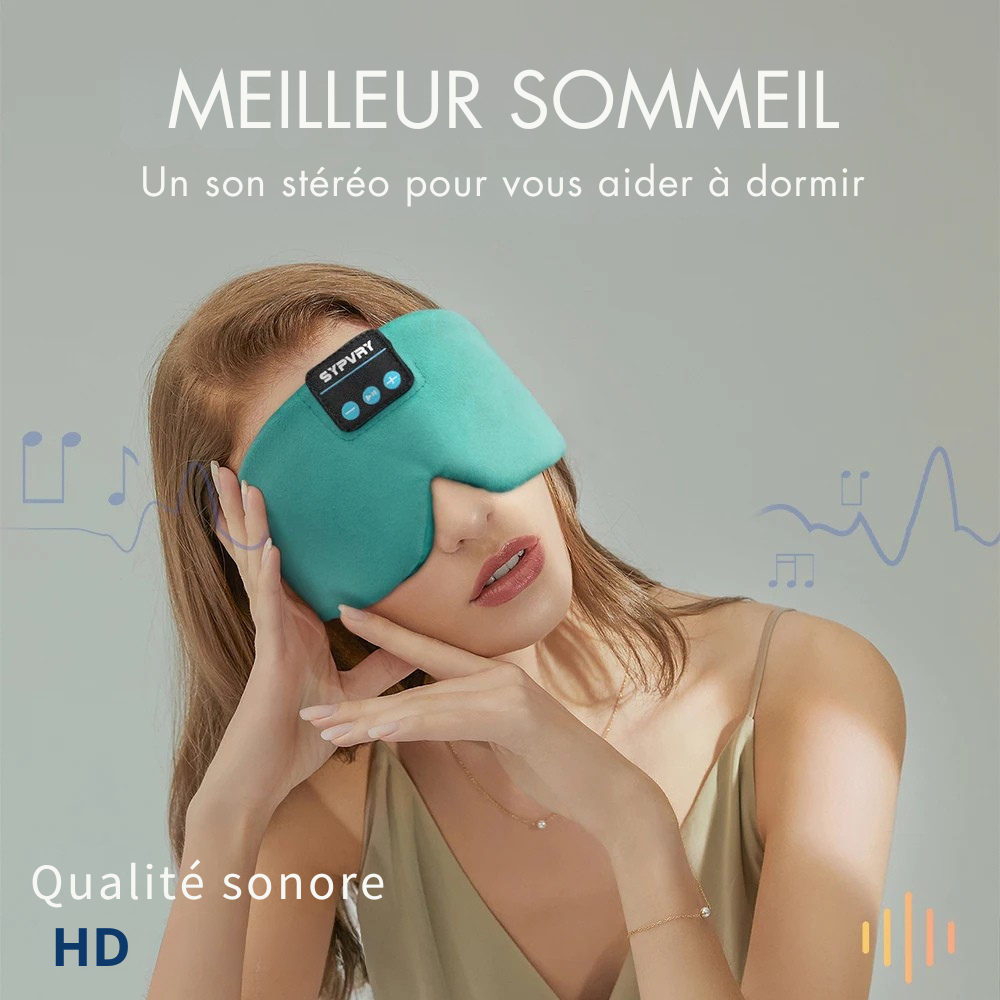 Casque de Sommeil Bluetooth 5.0 - Masque de Nuit en Soie avec Haut-Parleurs Intégrés