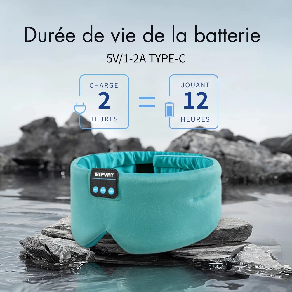 Casque de Sommeil Bluetooth 5.0 - Masque de Nuit en Soie avec Haut-Parleurs Intégrés