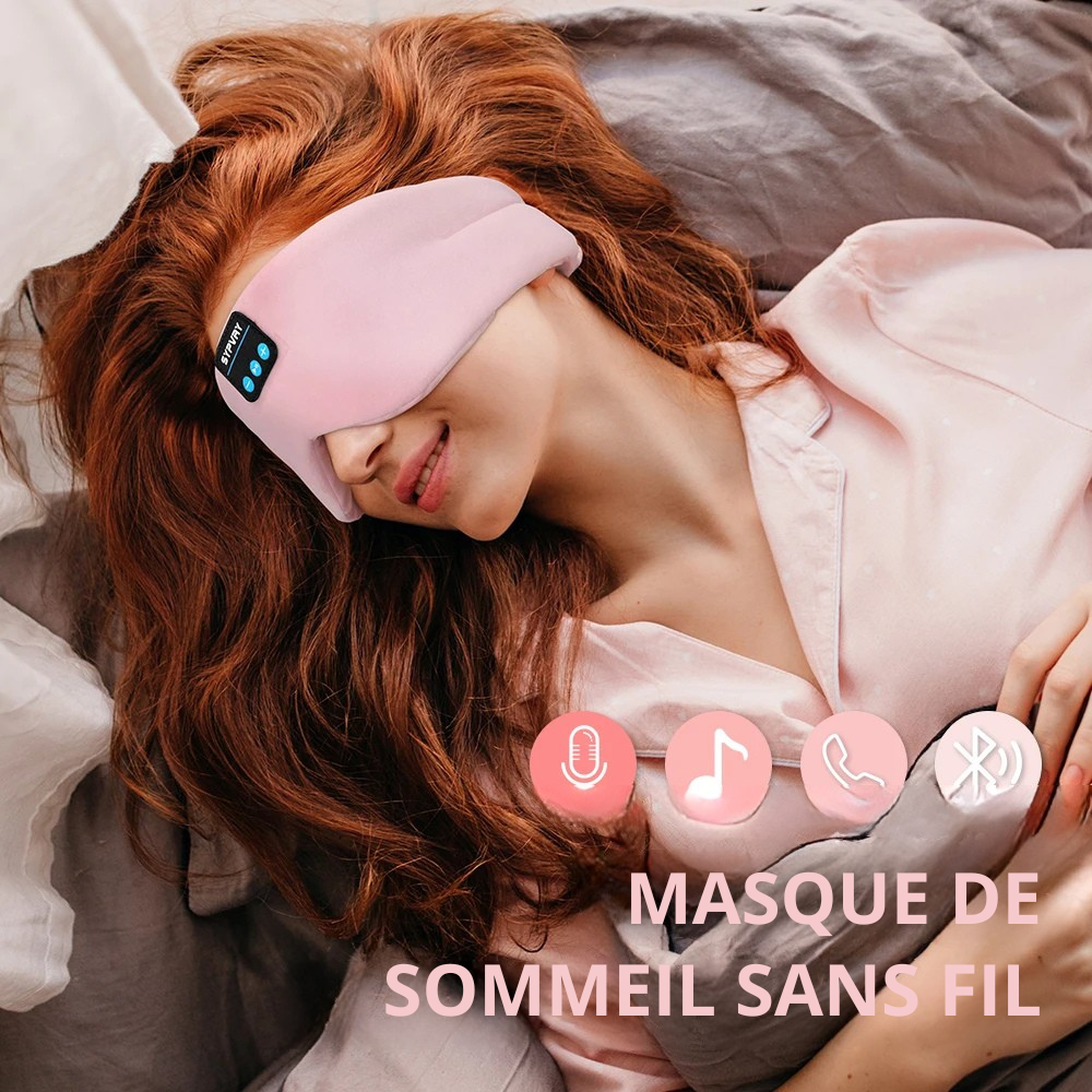 Casque de Sommeil Bluetooth 5.0 - Masque de Nuit en Soie avec Haut-Parleurs Intégrés