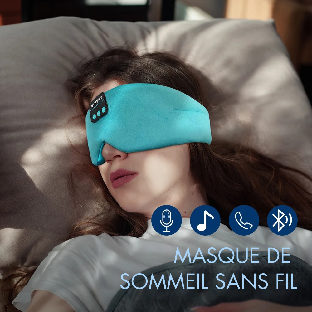Casque de Sommeil Bluetooth 5.0 - Masque de Nuit en Soie avec Haut-Parleurs Intégrés
