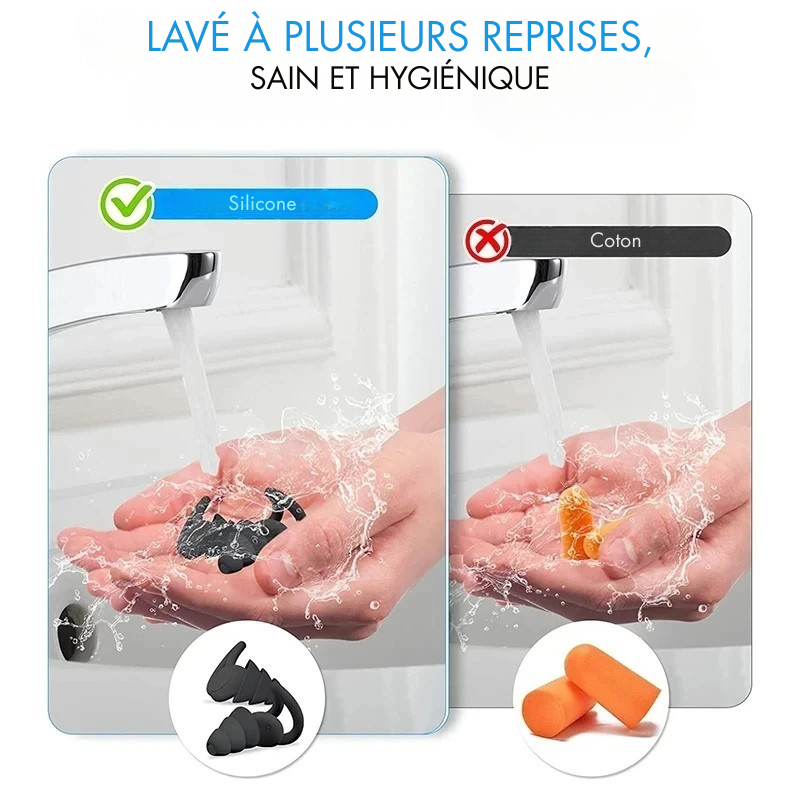 Bouchons d'Oreilles Anti-Bruit HUAK - Confort 3 Couches en Silicone  🛌🎶🏊‍♂️
