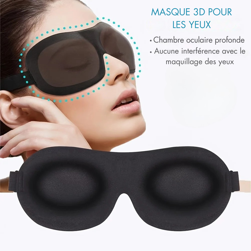 Masque de Nuit 3D Profilé - 100% Noirceur, Confort Respirant Ultime