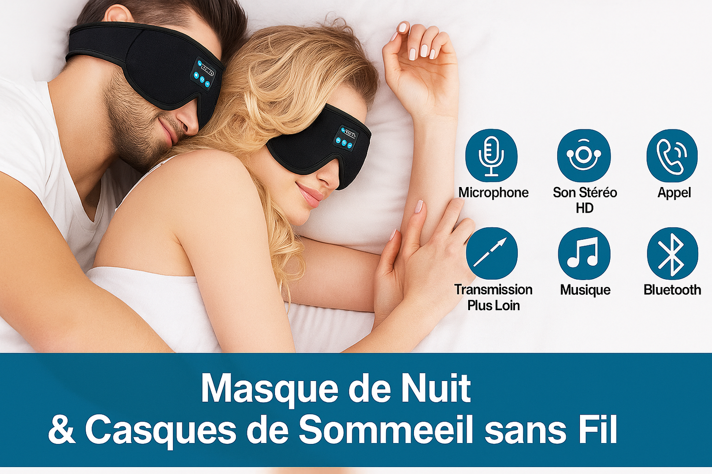 Écouteurs de Sommeil Bluetooth 3D