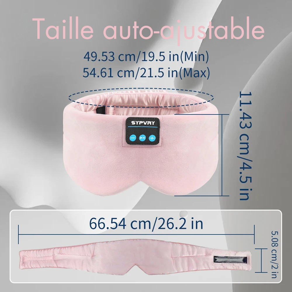 Casque de Sommeil Bluetooth 5.0 - Masque de Nuit en Soie avec Haut-Parleurs Intégrés