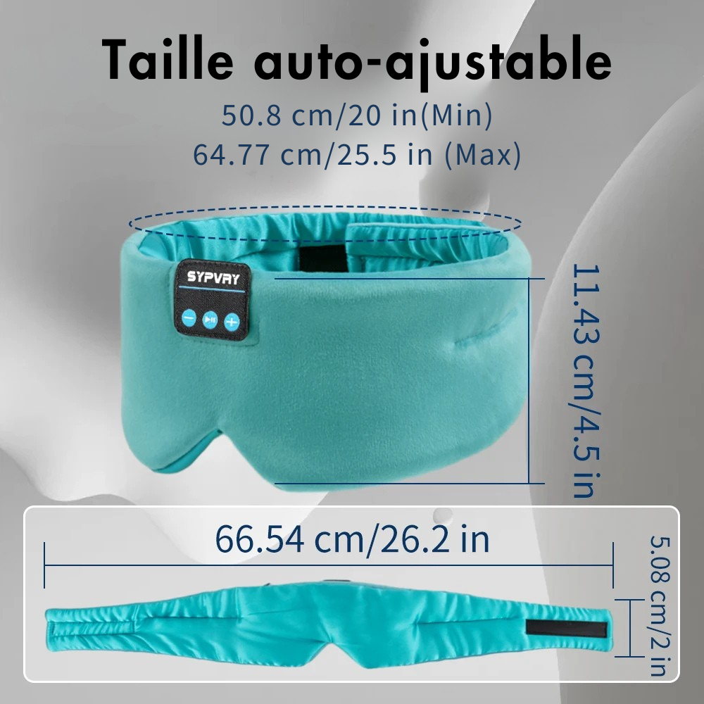 Casque de Sommeil Bluetooth 5.0 - Masque de Nuit en Soie avec Haut-Parleurs Intégrés