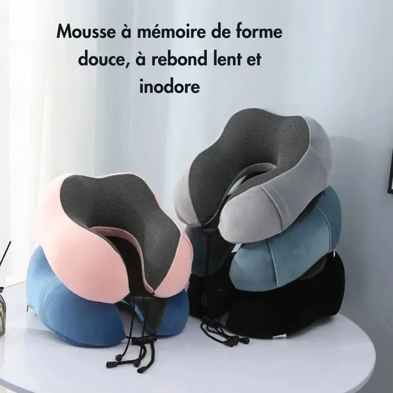 Oreiller de Voyage Ergonomique U - Coton à Mémoire de Forme